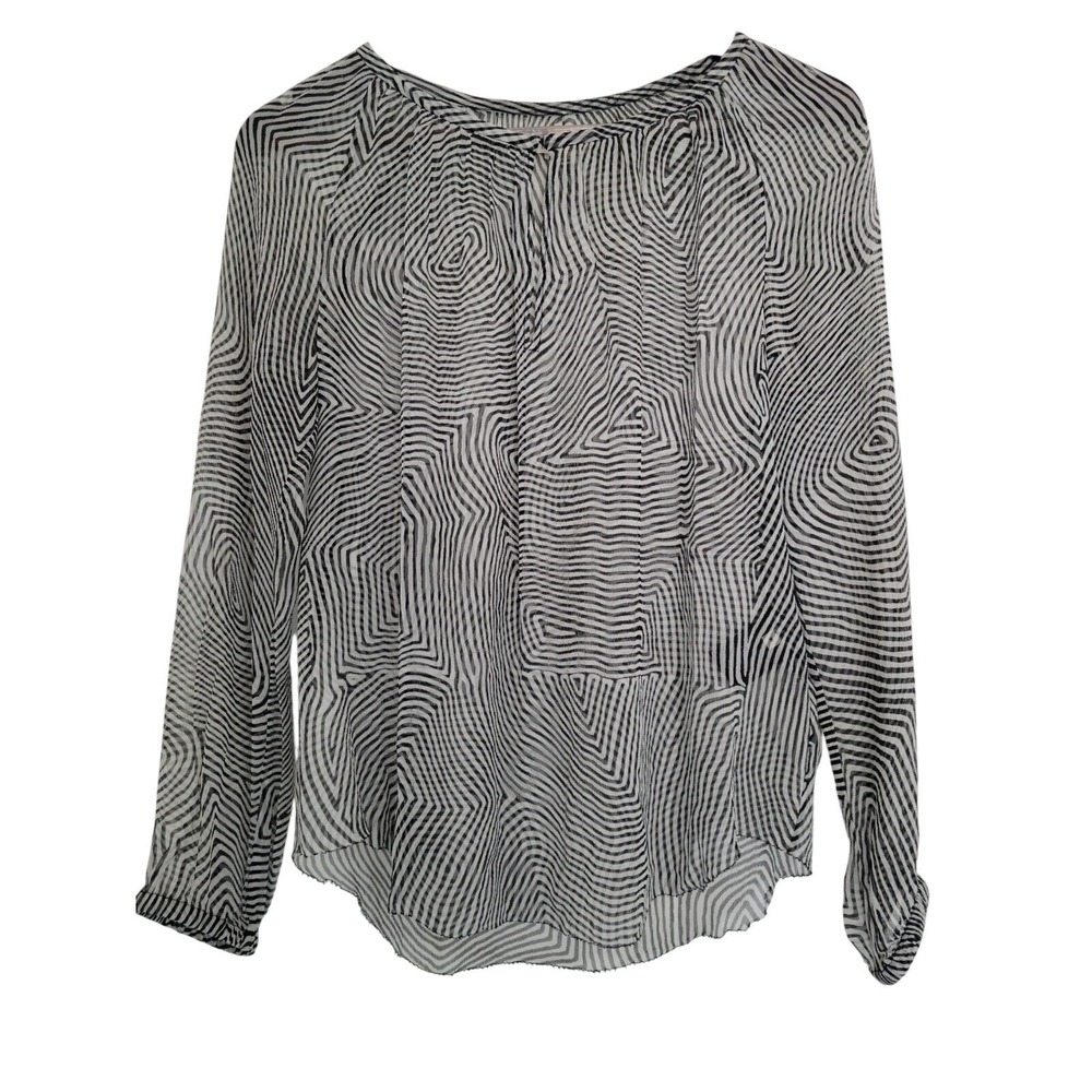 Isabel Marant Size 36 Long Sleeve Shirt Silk Black White Print